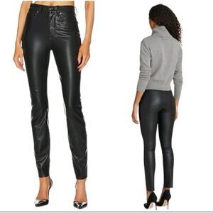 Veronica Beard Debbie Skinny High Rise Vegan Leather Jeans Sz 26 (27x28) Biker